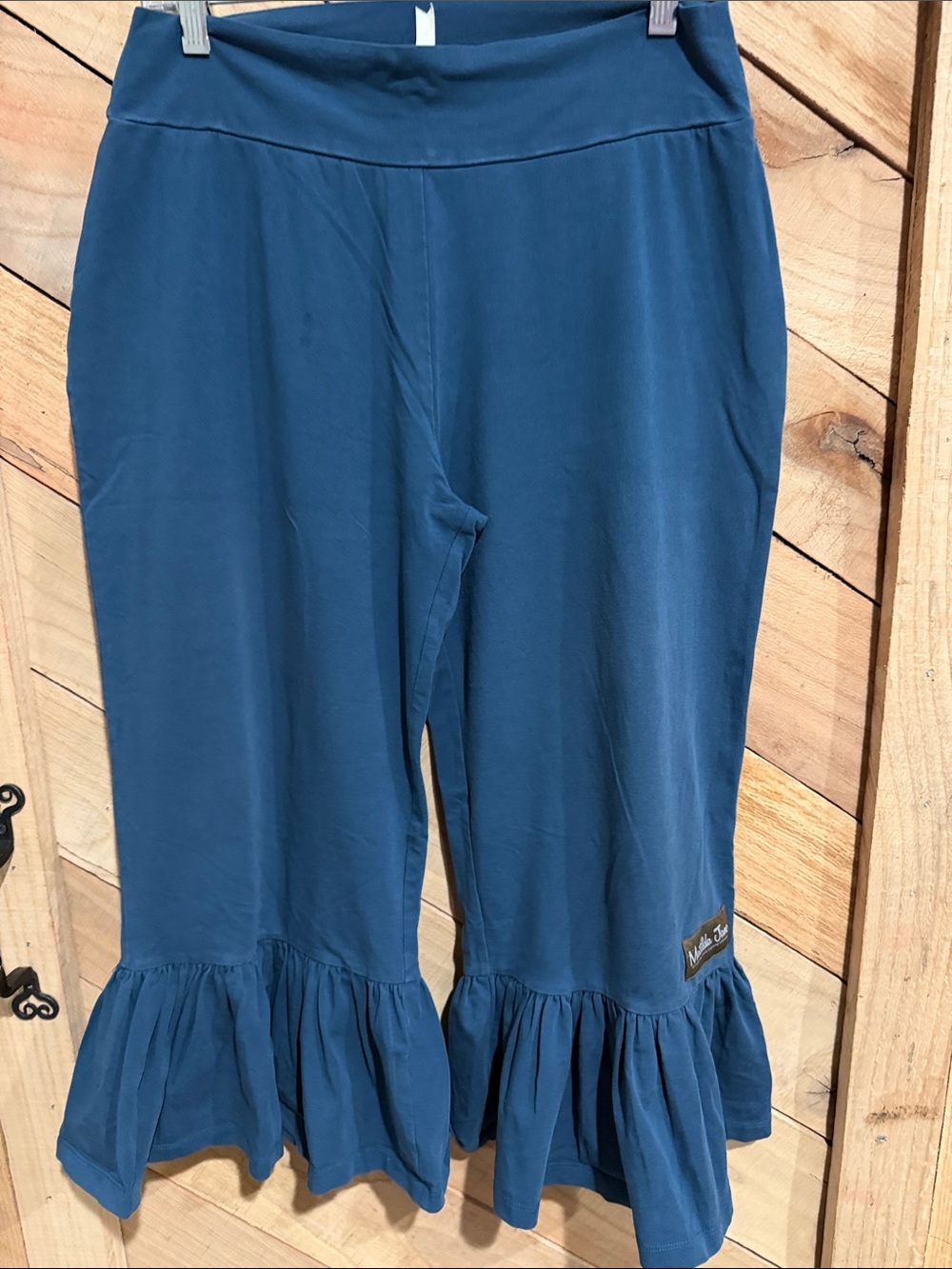 Women’s Blue Ruffle Hem Pull-On Pants